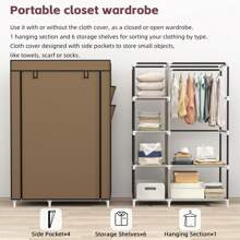 Spacious Dustproof Wardrobe With Steel Frame - Durable Clothes Storage Organizer For Bedroom, Home, Dorm & Entryway, Portable Closets Rental Housing Economy Clothing Storage And Sorting Non Woven Moisture-Proof Steel Pipe Dust Closed Simple Thickened Cloth Cabinet Wardrobe