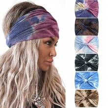Wide Headbands Knotted Floral Non Slip Elastic Hairbands Workout Wraps Yoga Hair Scarfs Boho Fashion Hair Accessories Women 6 Pcs (Chic) - Pattern D - View 1