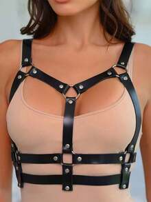 Leather Harness Lingerie Set For Women, Adjustable Fetish Wear, Sexy Bondage Outfit, Perfect For Nightwear And Special Occasions For Rave