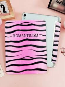 1pc Pink Wavy Pattern Painted Tablet Case, Compatible With 10.2/10.5/Air4/Air5/10.9/Pro 11-Inch/10th Gen/ Air 11-In.(M2)-2024/ Pro11-In.(M4)-2024/Air 11-Inch (M3) 2025/ (A16) 11 Inch 11th Generation 2025, Mini4/Mini5/Mini6/Mini7/Air/Air2/9.7, Galaxy Tab A8 10.5 Inch 2022. Includes Pencil Slot, Tri-Fold Stand, TPU, Magnetic Sleep/Wake, Fun/Personalized/Creative Design - Multicolor - View 3