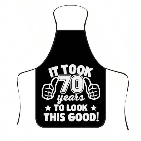 1pc Men's Milestone Birthday Graphic Apron, Durable Polyester Material, Suitable For Cooking, Grilling, Gardening, Painting, Manicure, Unisex, Indoor & Outdoor Use