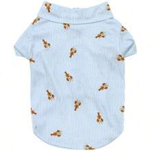 قطعة ملابس الحيوانات الأليفة قميص تريكو مطبوع بأشكال سعيدة للسرطان، مناسب للبوديل والتيدي والبيشون فريز في الخريف/ الشتاء