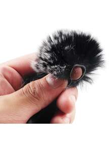 2pcs Outdoor Hunting Archery Accessories Shock Absorber, Traditional Bow String Hair Fur Shock Absorber, Outdoor Archery Rabbit Hair Shock Absorber - Black - View 3