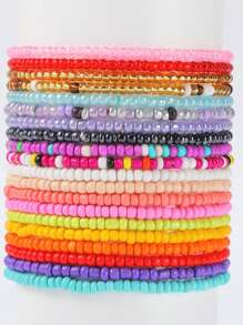 1/20/5 Pcs Bohemian Style Rice Bead Anklet Summer Beach Vibe, Ideal Gift For Mother's Day, School Opening Season, Graduation Season, Halloween, Christmas, Beach & Ocean Themed Occasions, And As A Present For Friends, Rich In Colors, Shipped With Random Beautiful Hues.