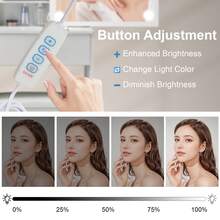 Dressing Table Set With LED Lighted Sliding Mirror, Stool, Drawers, Modes Adjustable Brightness, Girls Makeup Vanity Desk With With LED Mirror For Bedroom, Vanity Makeup Desk For Bedroom Furniture - White - View 7