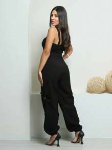 Digital Closet - Women's Cargo Jumpsuit - Elegance With Attitude - Pocket With Belt.