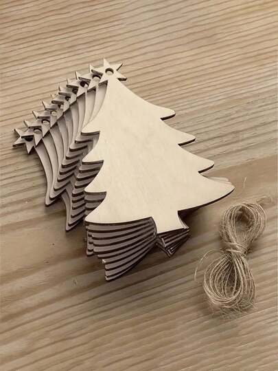 10/20/30件装圣诞装饰挂件，雕花木制工艺品，DIY乡村风格家居装饰礼品，情人节许愿标签，各种手工工艺品材料