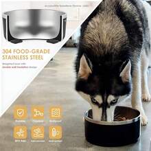 New-15  Dog Bowl For Food And Water, 40 Oz Stainls Steel Pet Feeding Bowl,  Non-Skid Double Wall Insulated Heavy Duty  Rubber Bottom For Medium Lar Sized Dogs (40 Ounc/5 C, Black) - 黑色 40 盎司 - 查看 3