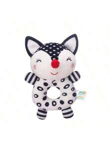 1 Pack Black & White Baby Rattles, Newborn Handcart Toys Soft Elephant & Fox Loop Toys, Hanging Type Infant Toys With High Contrast Black & White Animal Tambourine Music Toys Early Learning Toys For Boys And Girl Aged 0 3 6 12 Months, Gift