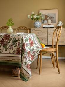 1pc Retro Floral Pattern Tablecloth, Multiple Sizes Available