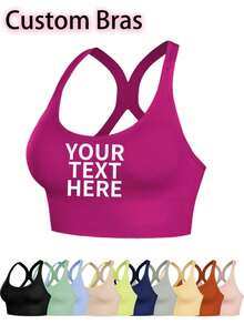 1PC Custom Women's Sexy Underwear, Can Be Customized With Personalized Text Your Name, Women's Sexy Camisole Sports Bra, Yoga Top, Women's Fitness Vest, Comfortable And Breathable Sports Underwear, Suitable For Daily Wear, Suitable For Festivals, Anniversaries, Special Gifts For Her