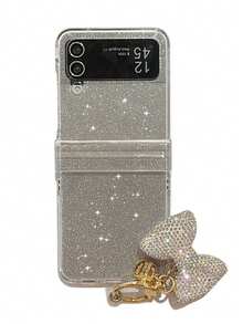 Funda de teléfono plegable con efecto de ondas de agua, 3D de lujo con strass en forma de mariposa y colgante de lazo, compatible con Samsung Galaxy Z Flip7 6 Z Flip 5 Z Flip 4 Z Flip 3, cubierta trasera protectora de PC duro transparente - Brillantina - Ver 10