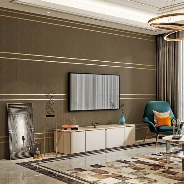 Luxury Nordic Modern Gray And Silver Striped Embossed Non-Woven Fabric Wallpaper For Living Room, Bedroom, Adult, Hallway, Lounge, Kitchen Wall Paper Wall Stickers Room Decor Wall Decor Wall Sticker