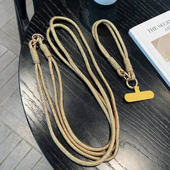 1 件豪华版金色和银色手机挂绳 + 腕带，可调节肩带，适用于手机壳、包、钥匙、杯架