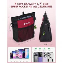 New-15  Dog Treat Pouch  Silicone Snack Bag, Front Pocket Fits All Phon, 4 C Treat Bag  Training Clicker, E Stronr Magnetic Closure, 3 Ways To Wear Walking Fanny Pack (Red) - 紅色 - 查看 4