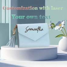 Personalized Heart Shaped Tassel Wallet - Custom Text Women's Card Holder & ID Case, Perfect Gift For Girlfriend, Women Wallet & Red Wallet, Multi-Functional, Spacious, Functional, Foldable, Practical, All Purpose, Customized, Minimalist, Kawaii, Vacay Vibe/Holiday, Casual, Basics, Hot Pink, Royal Blue, Green, Burgundy