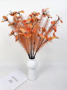 1/3pcs 25.2inch Artificial Butterfly Reed Grass, Artificial Fluffy Reed Grass Decoration, Pampas Grass, For Home Decoration, Wedding Decoration, Wedding Decoration, Wedding Bouquet, Bedroom Living Room Decoration, Desktop Decoration,Fall Decor,Autumn