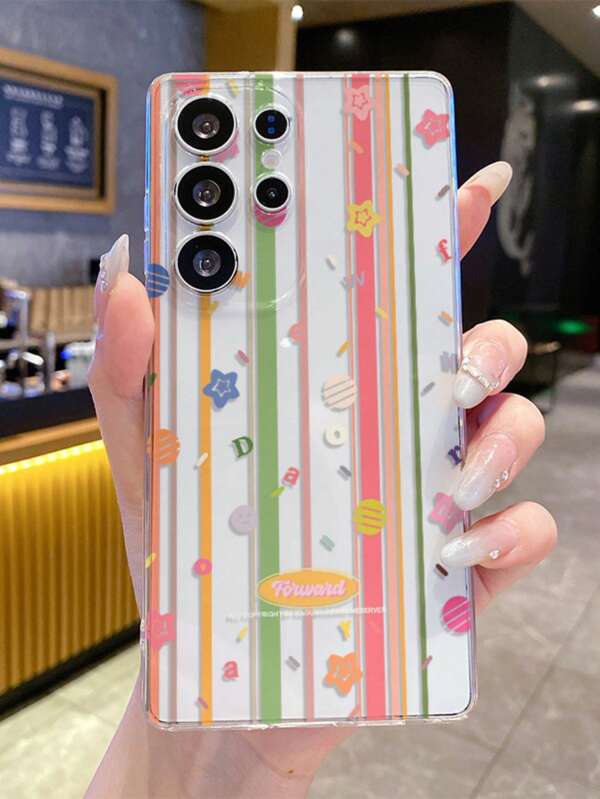 Striped 1pc Original Cartoon Illustration Series Cell Phone Case Suitable For Galaxy/S20/FE A06 5G/Mi15 Ultra/Infinix Note 40 Pro/Infinix Note 40 Pro+, Protective Cover, Personalized Gift