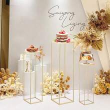 1pc Elegant Golden Flower Stand, Acrylic & Metal Framed Vase Holder For Wedding Centerpieces And Party Decorations, Versatile Display For All Occasions, No Electricity Or Battery Needed - Multicolor - View 6