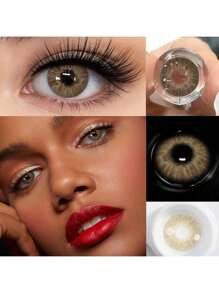 1 Pair Colored Contact Lenses For Eyes, Cute Blue Lenses, Cosmetic Makeup, Soft Green And Gray Beauty Contact Lenses, Annual Disposable Contact Lenses, 14.2mm