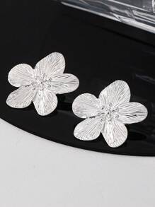 1 pereche cercei metalici simpli și florali, cercei eleganți la modă pentru purtare zilnică