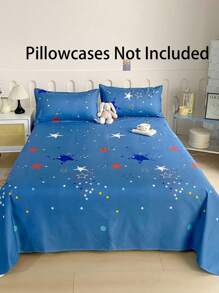 1 Pc Bedsheet, Bedding, Soft & Comfortable Mattress Protector, Valentine's Day Gift Bedsheet, Children Cartoon Love Geometry Pattern Bedsheet, Heart Shape Pattern Bedding Set, Home Decoration, Double Bed, Super King, King, Mother's Day Bedding, Washable Bedding Gift