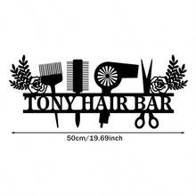 1 件个性化金属美发师姓名标牌、定制美发师公司名称标牌、美发沙龙墙饰、美发沙龙礼品、美发师礼品 - 黑色 - 查看 11