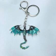 1 pieza Accesorio de mochila, llavero de pareja de dibujos animados con rhinestones con forma de murciélago, unicornio y dragón de aleación de zinc, estilo europeo y americano, accesorio de Halloween, regalo de broma para el coche