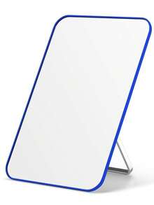 Portable Foldable Mirror 8x5 Inch, Multi-Position Stand & Hanging Hole, Compact Travel Essential White - 藍色-無磁 - 查看 1