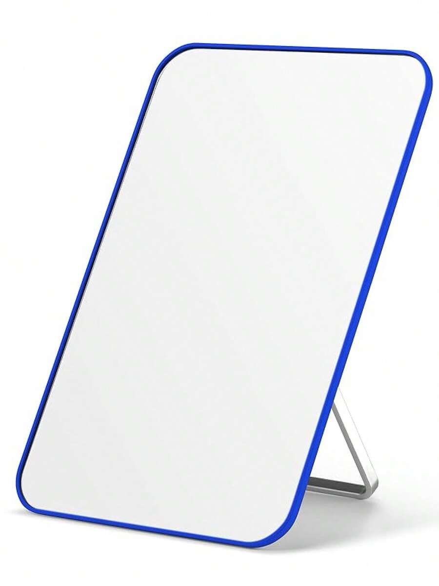 Portable Foldable Mirror 8x5 Inch, Multi-Position Stand & Hanging Hole, Compact Travel Essential White - 藍色-無磁 - 查看 1