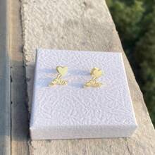 Customized Heart-Shaped Earrings, Hypoallergenic Stainless Steel Material, Personalized For Kids & Teens, Great Gift For Birthday Party, Back To School
