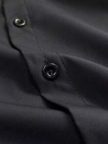 Men's Solid Color Long Sleeve Casual Dress Shirt, For Fall