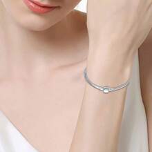 KUNSIR Snake Chain Charm Bracelets For Charm 925 Sterling Silver Jewelry Bracelet Fits Any Charm Gift For Women - 17.0Centimeters - View 3