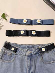1 Piece Children's Elastic Adjustable Buckle-Less Invisible Belt, Jeans Pants Slouchy Stretch Belt, Boy's And Girl's,Slim Waist Belt - Buckle-Less Comfort, Adjustable And Elasticity, Boy's And Girl's Invisible Fit, Comfortable Stretch, Universal Size - Multicolor - View 2