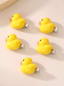 Set de 5 piezas/10 piezas de pasadores de pelo con diseño de patitos para niñas pequeñas