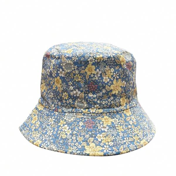 Chapéu Balde Floral Miúdo, Chapéu de Praia de Proteção Solar Casual, Versátil para Uso Externo, Poliéster, Primavera/Verão, Estilo Europeu e Americano