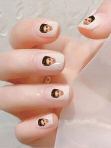 1pc Custom Face Nail Sticker, Custom Nail Decals, Personalized Custom Photo Nail Waterproof Decals, 0.8*0.8cm Nail Tattoo, Fashionable Nail Art, Custom Nail Decals, Custom Face Sticker, Personalized Christmas Gift, Nail Sticker Practice Sheet Christmas Beauty Accessories Nail Supplies Nails - Multicolor - View 4