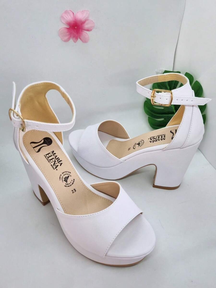Tacón con plataforma casual y elegante para todo tipo de ocasión casual o formal, desde bodas, XV, reuniones familiares, graduaciones y mas, renueva tu estilo de manera espectacular con los increíbles modelos que tenemos para ti - Blanco - Ver 1
