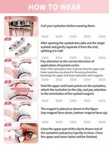 MAGEFY 一套棕色磁性假睫毛 - 包括磁性夹子 + 多功能刷 + 3 个睫毛夹 + 睫毛夹，狐狸眼假睫毛，便携，自然逼真，可重复使用，强力磁铁吸附，无需胶水，无需卸妆产品 - 自然纖長款 - 查看 6