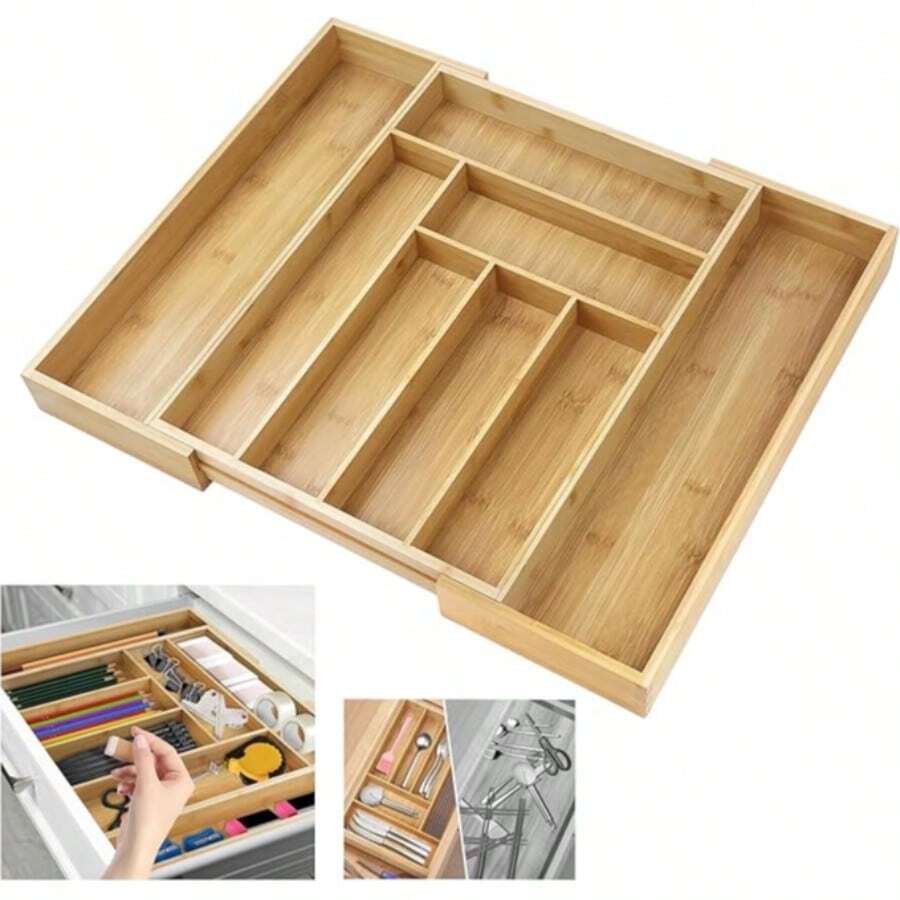 Royalswill Cutlery Organiser, Kitchen Accessories, Multi-Use, Variable Size Organiser - 棕色 - 查看 1