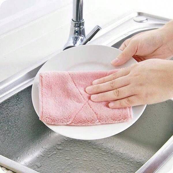 1/5/10pcs Random Color Super Absorbent Microfiber Kitchen Cloth, Reusable Kitchen Cleaning Cloth, Efficient Dishes Household Cleaning Towel, Kitchen, Bathroom, Home, Home Supplier.
