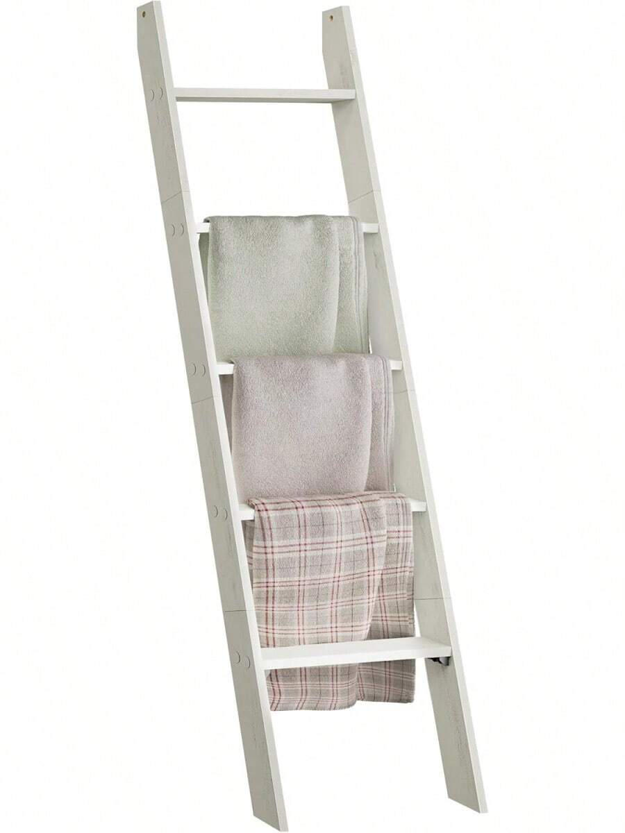 toallero de 5 capas, toallero y manta, organizador de escaleras, almacenamiento y decoración, herramientas blancas rústicas y mejoras para el hogar - Blanco Rústico - Ver 1