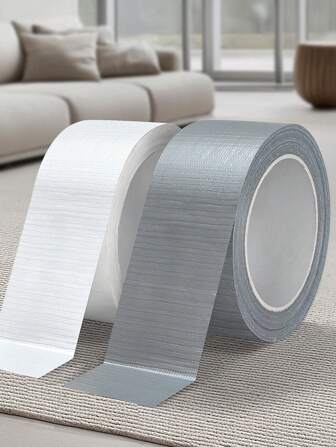 1 rotolo di nastro adesivo super appiccicoso, bianco e argento in tessuto, multifunzionale, senza residui, strappabile a mano, adatto per la riparazione di condotti, la sigillatura di finestre, il fissaggio di tappeti per mostre, l'uso quotidiano domestico