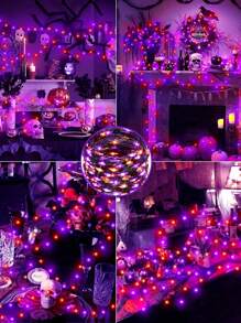 2 pièces/1 pièce Lumière solaire multicolore orange violet 39 pieds 120 LED/78 pieds 240 LED Décoration solaire d'Halloween Lampe extérieure Lumière violette orange Guirlande lumineuse en fil de cuivre, 8 modes clignotants à changer à volonté, Lumière solaire orange violet, Convient pour l'extérieur, le jardin, le balcon, les fêtes DIY, Halloween, la décoration de vacances Guirlande lumineuse en fil de cuivre de fée solaire (ligne noire) Décoration d'Halloween Décoration de la maison Décoration de fête Décoration d'Halloween Décoration de chambre Décoration de jardin d'Halloween pour cadeau de fée