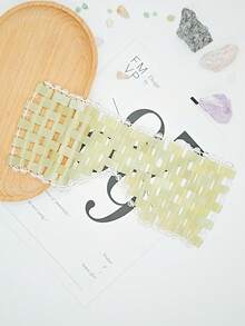 Set de 1/2/3 piezas de máscara facial y para ojos de jade natural, herramienta de terapia con piedras calientes/frías, masajeador de belleza para el cuidado de la piel en el hogar, spa y salón - Verde Oliva - Ver 9