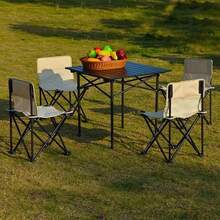 1 件户外折叠椅和桌子套装 - 碳钢框架、不锈钢腿、杯架、成人尺寸、便携，适合野餐、露营、烧烤 - 非常适合户外活动！