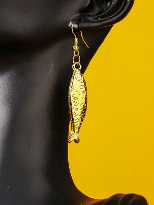 Stainless Steel Beach Big Fish Earrings, Oceanic Series Ear Decoration, Versatile Beach Resort Accessory