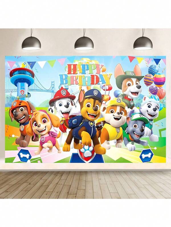 Paw Patrol 1 pieza Autorizada Decoración de Fiesta de Cumpleaños de PAW Patrol para Mesa de Pastel, Fondo de Tela para Decoración de Cuarto de Fiesta, Fondo de Fotos de Cabina de Fotos, Accesorios de Estudio, 82.7*59.1/59.1*39.4/39.4*29.5 Pulgadas
