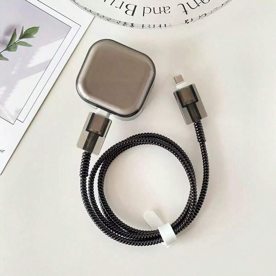20W Transparent & Black Minimalist Design Charger, Compatible With IPhone 16 Pro Max/15/14/13/12/11, Suitable As Holiday Gift, Minimalist Design For Both Men And Women - Transparent Black - View 1