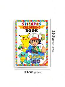 pokemon 8 Pages/Book Pocket Monster Cartoon Coloring Book: Double-Sided Printing, Random 16 Pictures, DIY Painting Toy With Stickers, Suitable For Boys And Girls As Thanksgiving, Christmas, New Year Gifts
